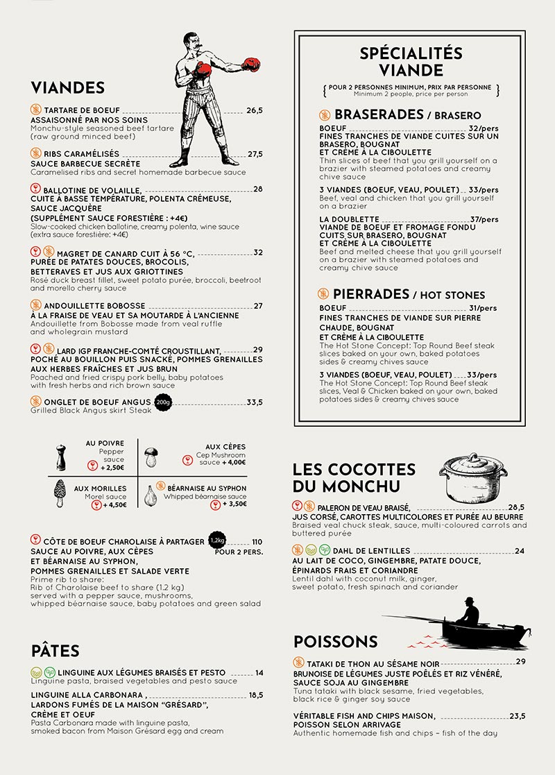 Carte restaurant Le Monchu Carte restaurant Le Monchu