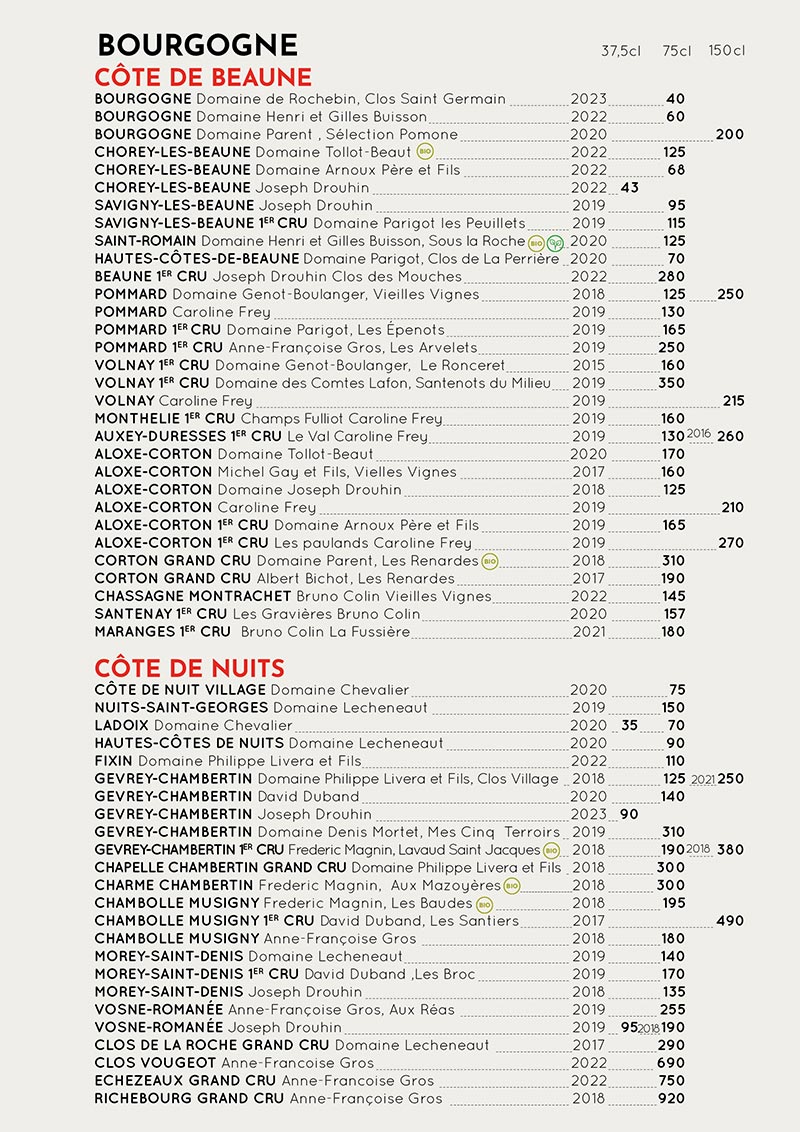 Carte Vin Chamonix Carte Vin Chamonix